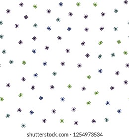 Dark Green, Red vector seamless layout with bright snowflakes. Shining colorful illustration with snow on abstract template. Pattern for design of fabric, wallpapers.