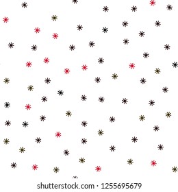 Dark Green, Red vector seamless layout with bright snowflakes. Colorful decorative design in xmas style with snow. Pattern for design of fabric, wallpapers.