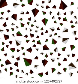 Dark Green, Red vector seamless, isometric texture with triangular style. Modern abstract illustration with colorful triangles. Pattern for design of fabric, wallpapers.