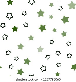 Dark Green, Red vector seamless layout with bright stars. Modern geometrical abstract illustration with stars. Texture for window blinds, curtains.