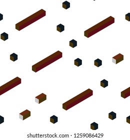 Dark Green, Red vector seamless, isometric template with rhombus. Decorative design in abstract style with rectangles. Texture for window blinds, curtains.