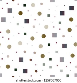 Dark Green, Red vector seamless template with spots, rectangles. Abstract illustration with colorful circles, rectangles. Pattern for design of window blinds, curtains.