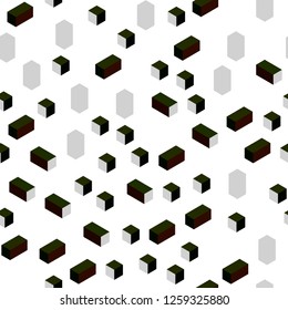 Dark Green, Red vector seamless, isometric layout with lines, rectangles. Rectangles on abstract background with colorful gradient. Texture for window blinds, curtains.