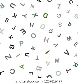Dark Green, Red vector seamless pattern with ABC symbols. Colored alphabet signs with gradient on white background. Pattern for trendy fabric, wallpapers.