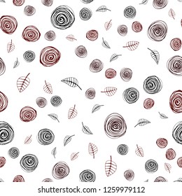 Dark Green, Red vector seamless elegant wallpaper with leaves and flowers. Decorative design in Indian style on white background. Template for business cards, websites.
