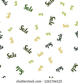 Dark Green, Red vector seamless template with selling words. Colorful set of  percentage signs in simple style. Pattern for ads, posters, banners of sales.