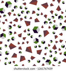 Dark Green, Red vector seamless, isometric backdrop with lines, rhombus. Illustration with set of colorful triangles, squares. Template for business cards, websites.