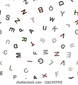 Dark Green, Red vector seamless template with isolated letters. Abstract illustration with colored latin alphabet. Pattern for trendy fabric, wallpapers.