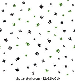 Dark Green, Red vector seamless pattern with christmas snowflakes. Colorful decorative design in xmas style with snow. Pattern for trendy fabric, wallpapers.
