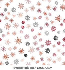 Dark Green, Red vector seamless layout with bright snowflakes. Decorative shining illustration with snow on abstract template. Trendy design for wallpaper, fabric makers.