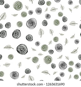 Dark Green, Red vector seamless natural background with leaves and flowers. Modern abstract illustration with leaves and flowers. Pattern for design of fabric, wallpapers.