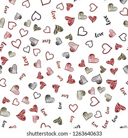 Dark Green, Red vector seamless cover with quote LOVE YOU, hearts. Colorful illustration with quote LOVE YOU, hearts. Design for wallpaper, fabric makers.