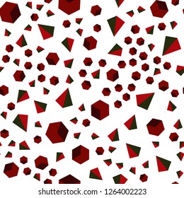 Dark Green, Red vector seamless, isometric backdrop with lines, rhombus. Abstract gradient illustration with triangles, cubes. Design for wallpaper, fabric makers.