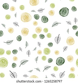 Dark Green, Red vector seamless abstract pattern with leaves and flowers. Colorful illustration in doodle style with leaves, flowers. Design for wallpaper, fabric makers.