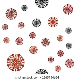 Dark Green, Red vector seamless background with xmas snowflakes. Snow on blurred abstract background with gradient. Pattern for design of window blinds, curtains.