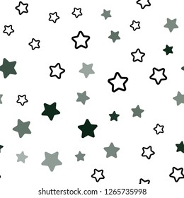 Dark Green, Red vector seamless cover with small and big stars. Shining colored illustration with stars. Pattern for trendy fabric, wallpapers.