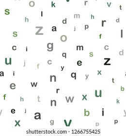 Dark Green, Red vector seamless layout with latin alphabet. Blurred design in simple style with signs of alphabet. Pattern for design of fabric, wallpapers.