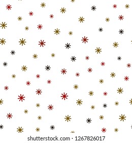 Dark Green, Red vector seamless texture with colored snowflakes. Colorful decorative design in xmas style with snow. Pattern for trendy fabric, wallpapers.