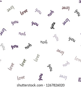 Dark Green, Red vector seamless backdrop with phrase LOVE YOU. Illustration with phrase LOVE YOU for valentine's day. Design for textile, fabric, wallpapers.