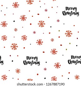 Dark Green, Red vector seamless cover with beautiful snowflakes. Glitter abstract illustration with crystals of ice. Pattern for design of window blinds, curtains.
