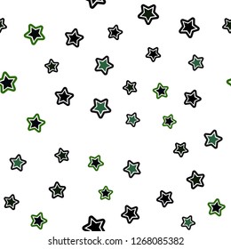 Dark Green, Red vector seamless background with colored stars. Glitter abstract illustration with colored stars. Pattern for design of fabric, wallpapers.