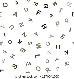 Dark Green, Red vector seamless layout with latin alphabet. Modern geometrical illustration with ABC english symbols. Pattern for design of fabric, wallpapers.