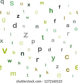 Dark Green, Red vector seamless backdrop with english symbols. Shining colorful illustration with isolated letters. Texture for window blinds, curtains.