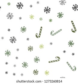 Dark Green, Red vector seamless pattern with delicious xmas candies.