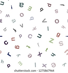 Dark Green, Red vector seamless layout with latin alphabet. Shining illustration with ABC symbols on abstract template. Design for wallpaper, fabric makers.