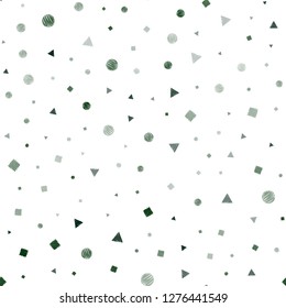 Dark Green, Red vector seamless pattern with polygonal style with circles. Decorative design in abstract style with lines, dots, cubes. Pattern for design of fabric, wallpapers.