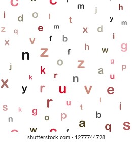 Dark Green, Red vector seamless texture with ABC characters. Shining illustration with ABC symbols on abstract template. Template for business cards, websites.