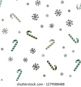 Dark Green, Red vector seamless pattern with delicious xmas candies.