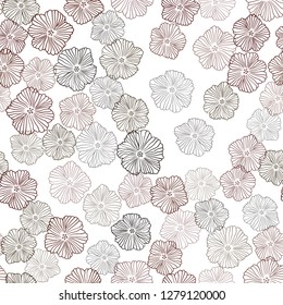Dark Green, Red vector seamless doodle texture with flowers. Sketchy doodle flowers on white background. Pattern for trendy fabric, wallpapers.