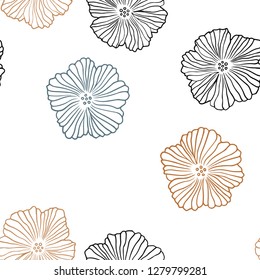 Dark Green, Red vector seamless doodle template with flowers. Shining colored illustration with flowers. Texture for window blinds, curtains.