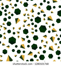 Dark Green, Red vector seamless, isometric texture with poly style with cubes. Illustration with colorful triangles, rectangles. Pattern for design of fabric, wallpapers.