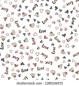 Dark Green, Red vector seamless cover with quote LOVE YOU, hearts. Colorful gradient phrase LOVE YOU, hearts in abstract style. Pattern for trendy fabric, wallpapers.