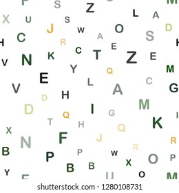 Dark Green, Red vector seamless texture with ABC characters. Modern geometrical illustration with ABC english symbols. Design for wallpaper, fabric makers.