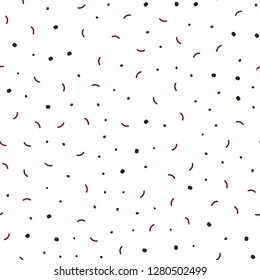 Dark Green, Red vector seamless cover with spots, lines. Modern abstract colorful illustration with spheres and lines. Pattern for design of window blinds, curtains.