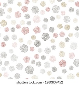 Dark Green, Red vector seamless natural pattern with flowers. Abstract illustration with flowers in doodles style. Design for wallpaper, fabric makers.