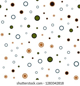 Dark Green, Red vector seamless texture with disks. Illustration with set of shining colorful abstract circles. Design for textile, fabric, wallpapers.