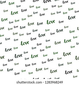 Dark Green, Red vector seamless background with words of love. Decorative design in doodle style with text LOVE YOU. Design for wallpaper, fabric makers.