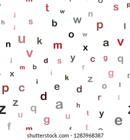 Dark Green, Red vector seamless layout with latin alphabet. Blurred design in simple style with signs of alphabet. Pattern for design of fabric, wallpapers.