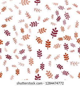 Dark Green, Red vector seamless doodle texture with leaves, branches. An elegant bright illustration with leaves and branches. Design for wallpaper, fabric makers.