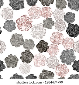 Dark Green, Red vector seamless doodle background with flowers. Colorful illustration in doodle style with flowers. Design for textile, fabric, wallpapers.