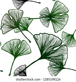 Dark Green, Red vector seamless abstract backdrop with leaves. Creative illustration in blurred style with leaves. Pattern for design of fabric, wallpapers.