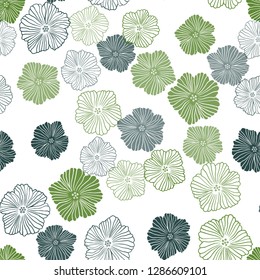 Dark Green, Red vector seamless elegant wallpaper with flowers. Shining colored illustration with flowers. Design for textile, fabric, wallpapers.