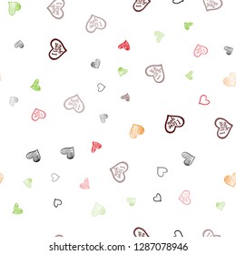 Dark Green, Red vector seamless background with hearts. Illustration with hearts in love concept for valentine's day. Beautiful design for your business advert of anniversary.