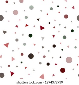 Dark Green, Red vector seamless layout with circles, lines. Decorative design in abstract style with lines, dots. Trendy design for wallpaper, fabric makers.