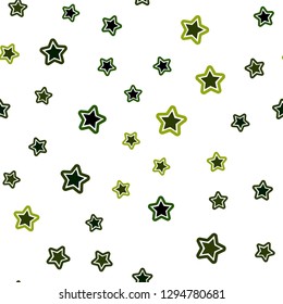 Dark Green, Red vector seamless background with colored stars. Glitter abstract illustration with colored stars. Pattern for trendy fabric, wallpapers.