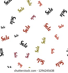 Dark Green, Red vector seamless background with words of sales. Abstract illustration with colorful gradient symbols of sales. Backdrop for mega promotions, discounts.